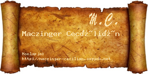 Maczinger Cecílián névjegykártya